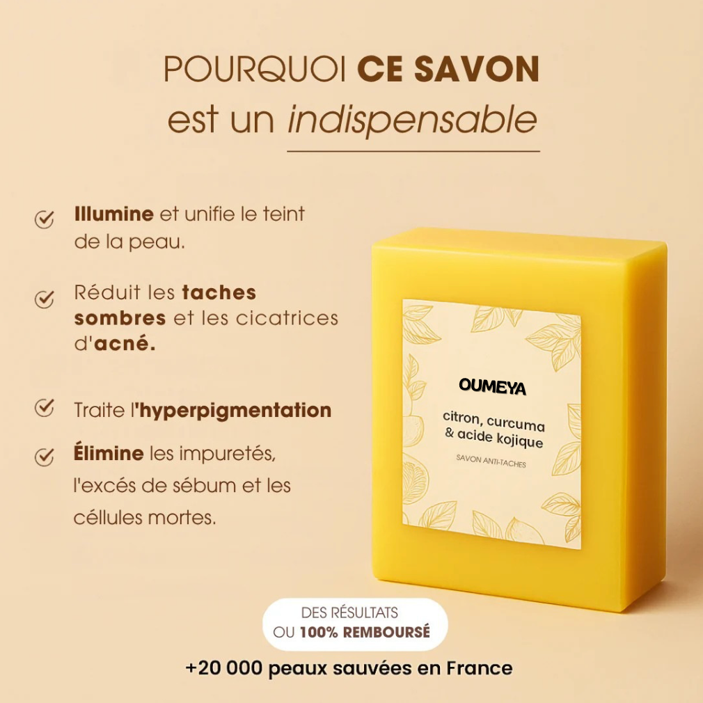 Oumeya-Savon Anti-Taches au Curcuma et à l’Acide Kojique