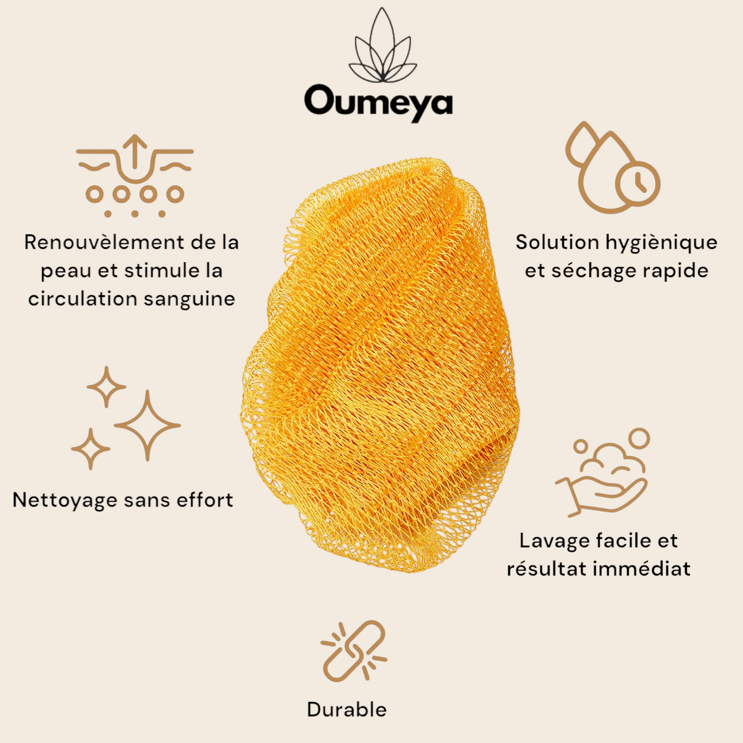 Oumeya-Éponge de bain exfoliante